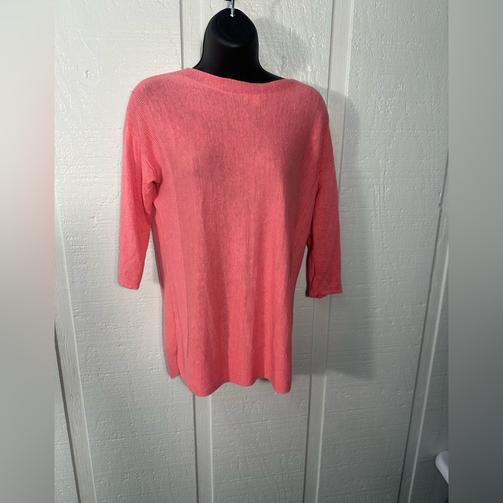 J.Jill Linen Blend Coral Lightweight 3/4 Sleeve Sweater Size XSmall EUC